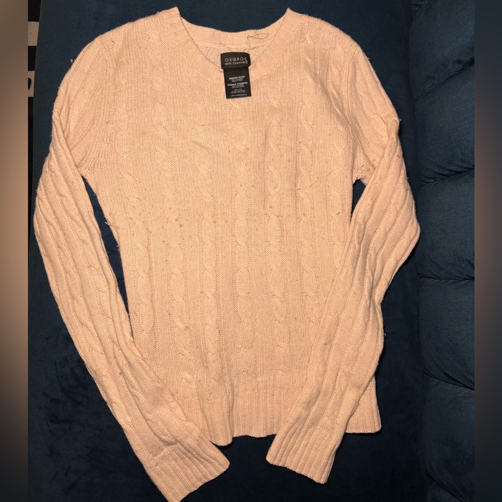 George Women's Soft Cream V-Neck Sweater